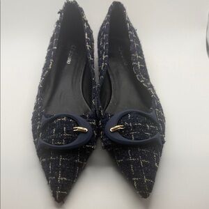 Elegant Navy and Gold Women's Chunky Heel